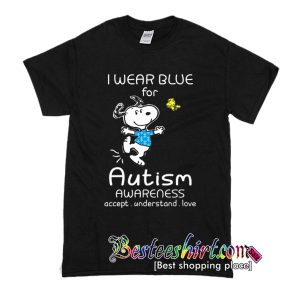 Snoopy I Wear Blue For Autism Awareness T-Shirt
