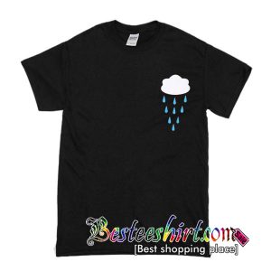 Black Short Sleeve Rain Print T-Shirt