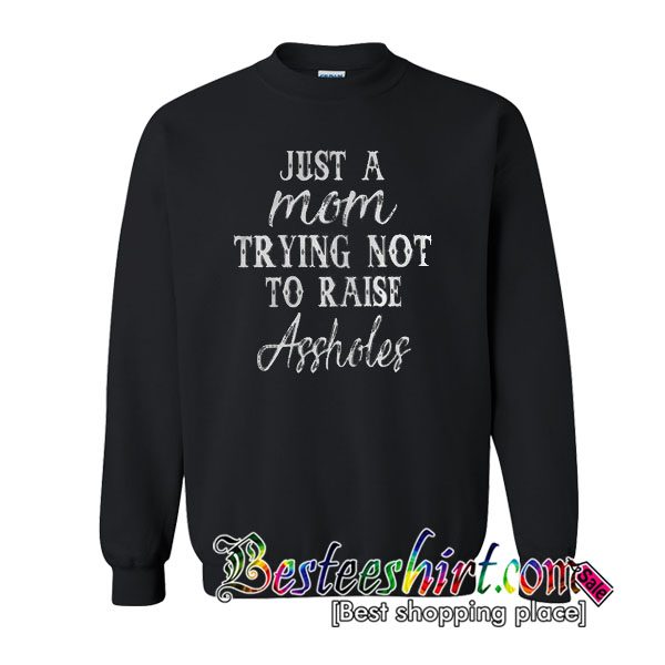 Just A Mom Trying Not To Raise Assholes Sweatshirt 