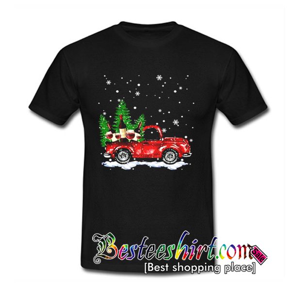 Christmas Wine Snowing Car T Shirt