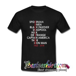 Stan Lee Excelsior Marvel Movie Names T Shirt