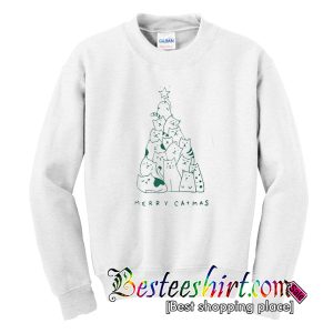 Merry Catmas Christmas Tree Sweatshirt