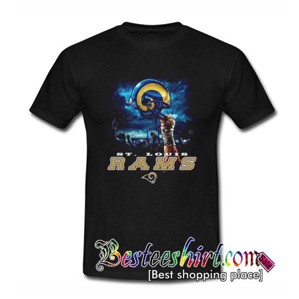 NFL Los Angeles Rams Sky Helmet Black T Shirt (BSM)