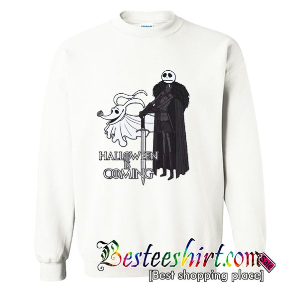 Jack Skellington And Zero Halloween Is Coming Sweatshirt (BSM)