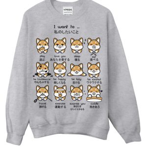 Japanese Shiba Inu Emoticon Crewneck Sweatshirt (BSM)