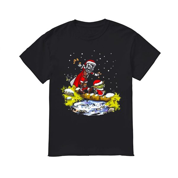 Baby Yoda Walking Under The Snow Christmas T Shirt (BSM)