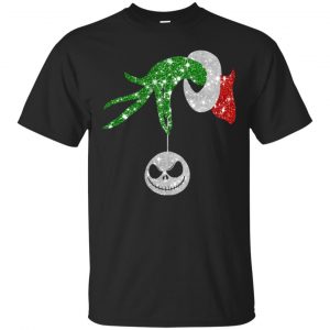 Grinch hand holding ornament Jack Skellington T shirt (BSM)