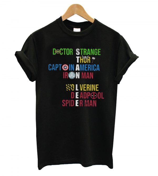 Stan Lee Avengers Team Names T-Shirt (BSM)