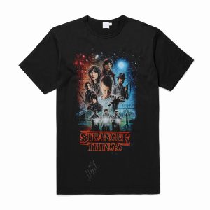 Millie Bobby Brown Stranger Things Autographed Group Shot Graphic T Shirt (BSM)