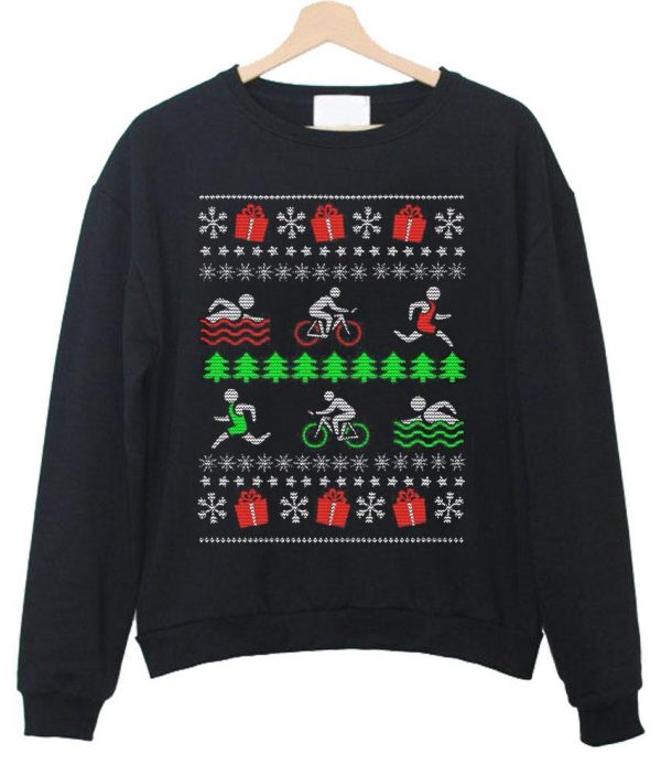 triathlon christmas sweater sweatshirt (BSM)