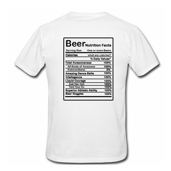 Beer Nutrition Facts T Shirt Back (BSM)