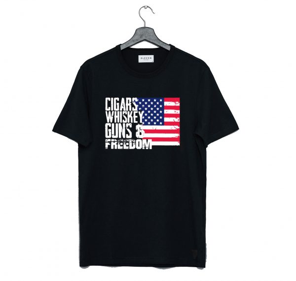 American Flag Cigars Whiskey Guns And Freedom T-Shirt (BSM)