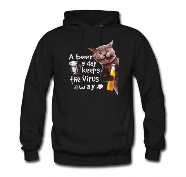 Cat drink corona extra a beer a day keeps the virus away Hoodie (BSM)