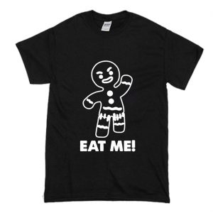 gingerbread man eat me Casual Black T Shirt (BSM)