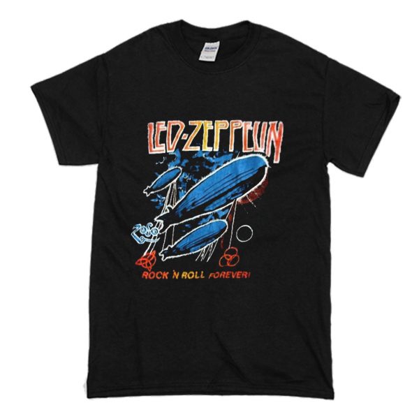 Led Zeppelin Rock n Roll Forever Vintage 80s Airship T Shirt (BSM)
