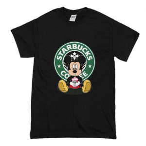 Mickey Mouse Drinking Starbucks T-Shirt (BSM)