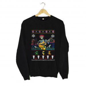 Grateful Dead guitarist skeleton dancing bears ugly Christmas Sweatshirt (BSM)