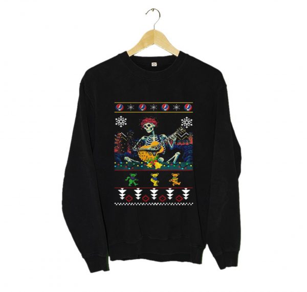 Grateful Dead guitarist skeleton dancing bears ugly Christmas Sweatshirt (BSM)