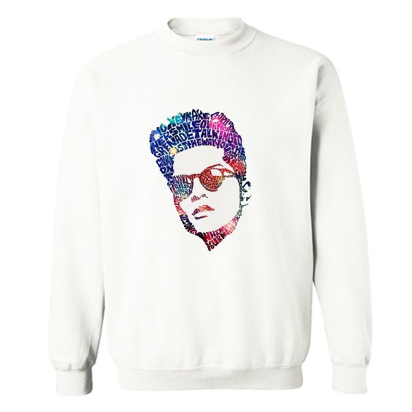 Bruno Mars Face Typography Lyric Famous American Singer Sweatshirt (BSM)