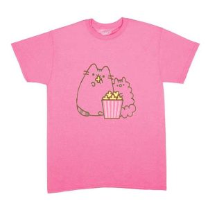 Pusheen The Cat And Stormy Enjoying Popcorn Junior T-Shirt (BSM)