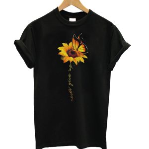 Sunflower Butterfly never give up T Shirt (BSM)