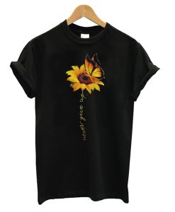 Sunflower Butterfly never give up T Shirt AI