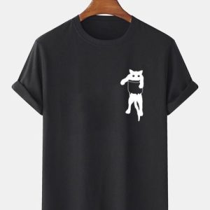 Cartoon Cat Chest t shirt AI