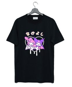 Valentines My Melody Kuromi Drip Heart T Shirt AI