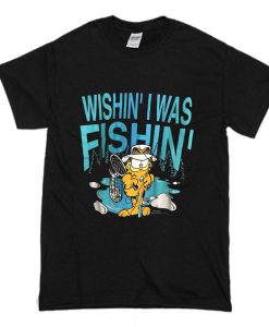 Wishin’ I Was Fishin’ Vintage 70s Garfield Fishing T-Shirt AI